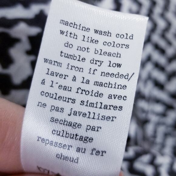 RAG & BONE Top Black & White Crop Round Neck Tee Long Sleeve - Size Small - Picture 7 of 7